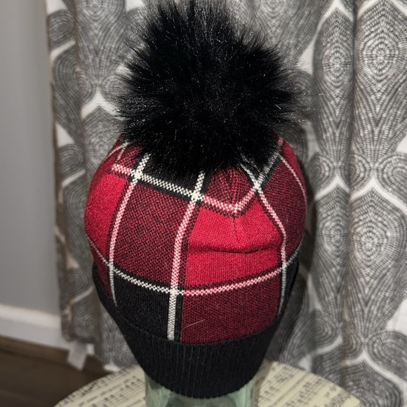 Rachel Zoe Red & Black Plaid Beanie - Picture 3 of 5
